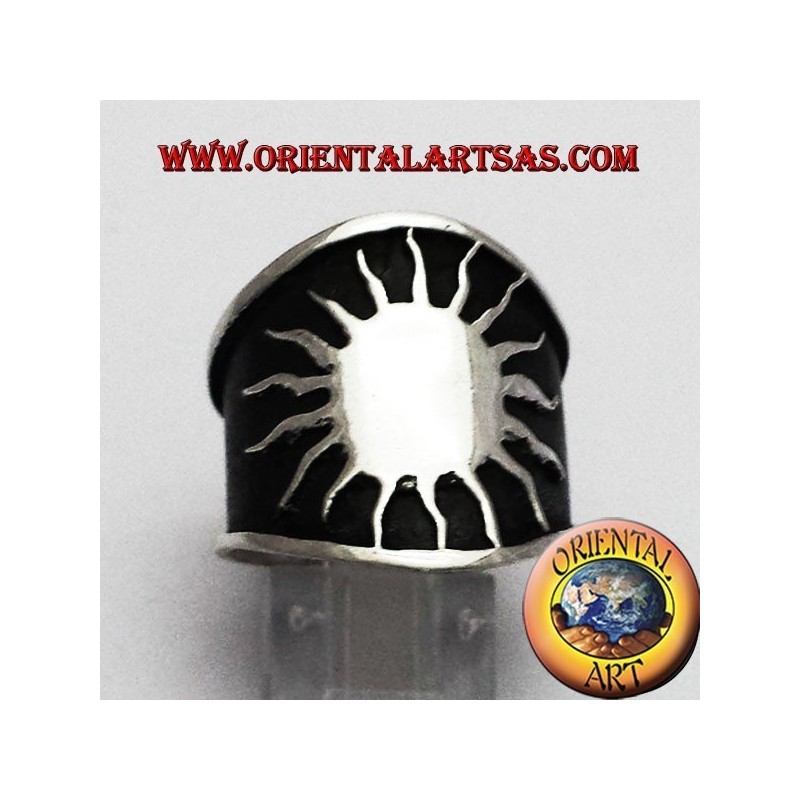 anillo de banda de plata sol grande
