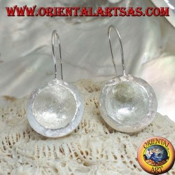 Concave cup silver earrings with satin finish