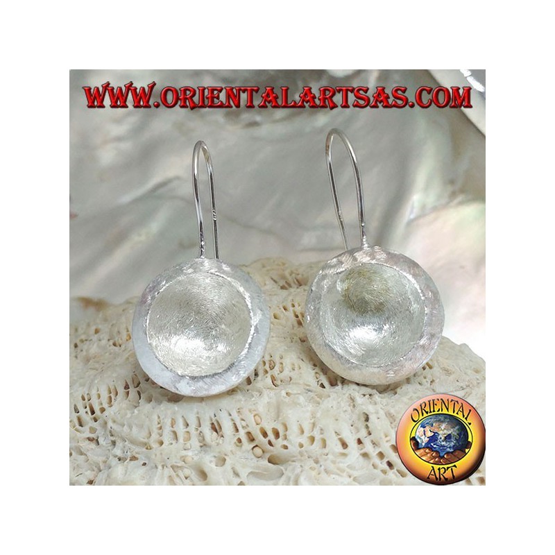 Boucles d'oreilles pendentif coupe concave en argent satiné