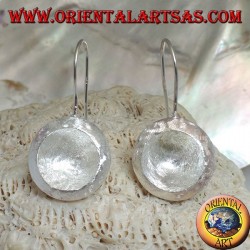 Boucles d'oreilles pendentif coupe concave en argent satiné