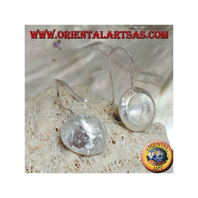 Boucles d'oreilles pendentif coupe concave en argent satiné