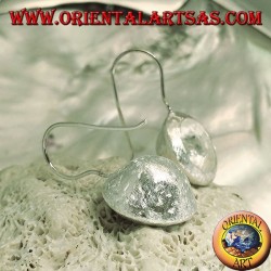 Boucles d'oreilles pendentif coupe concave en argent satiné