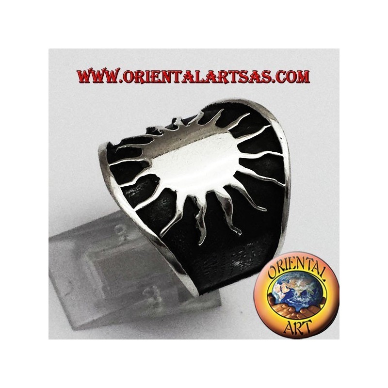 anillo de banda de plata sol grande