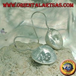 Concave cup silver earrings with satin finish