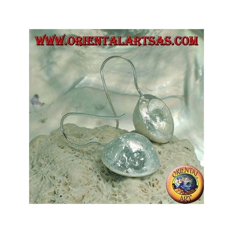 Concave cup silver earrings with satin finish