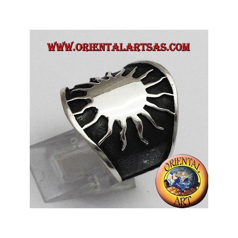 anillo de banda de plata sol grande