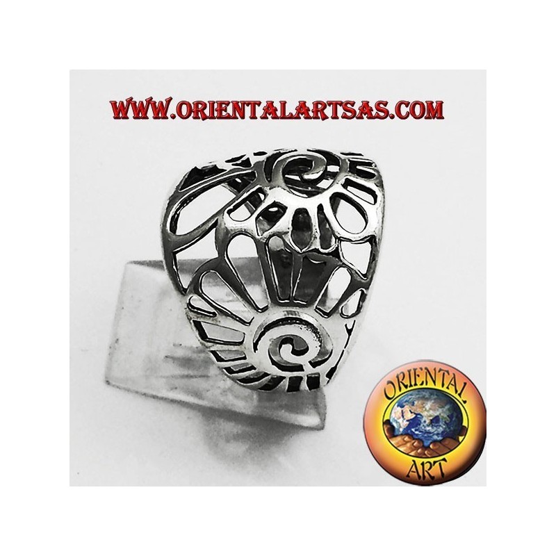 anneau bande coquille d'argent nautilus