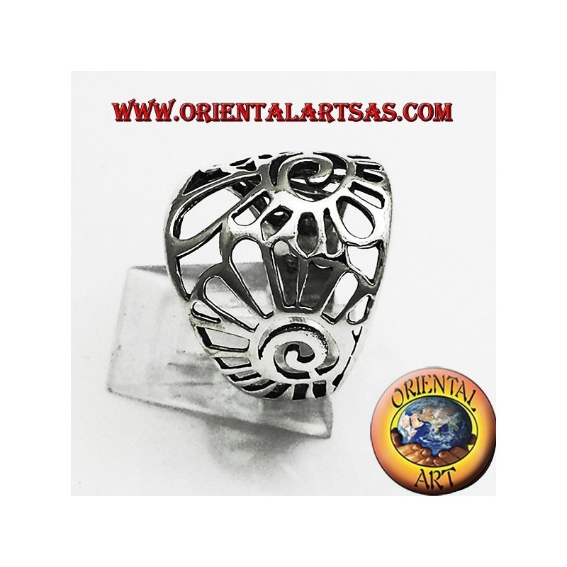 	anello fascia conchiglia di nautilus in argento