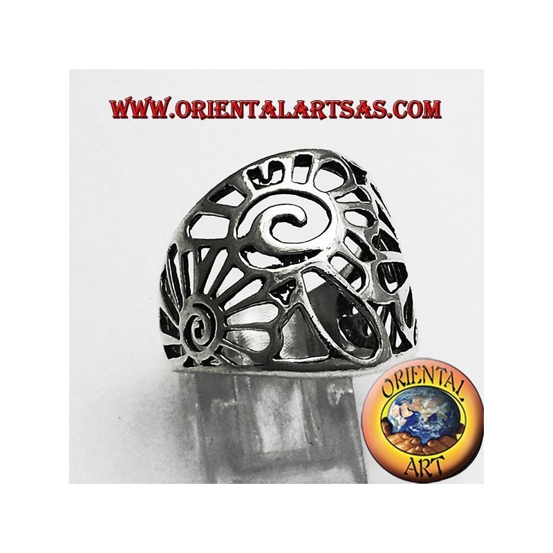 anneau bande coquille d'argent nautilus