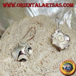 Silver earrings in the shape of a large rose with satin finish