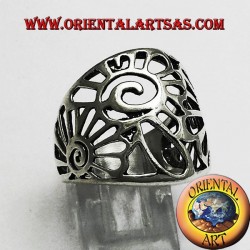anillo de banda de concha de plata Nautilus