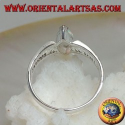 Silberring mit Shuttle-Harlekin-Opal an den Spitzen