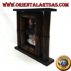 Photo frame in teak and bamboo with 25x23 cm side barrel
