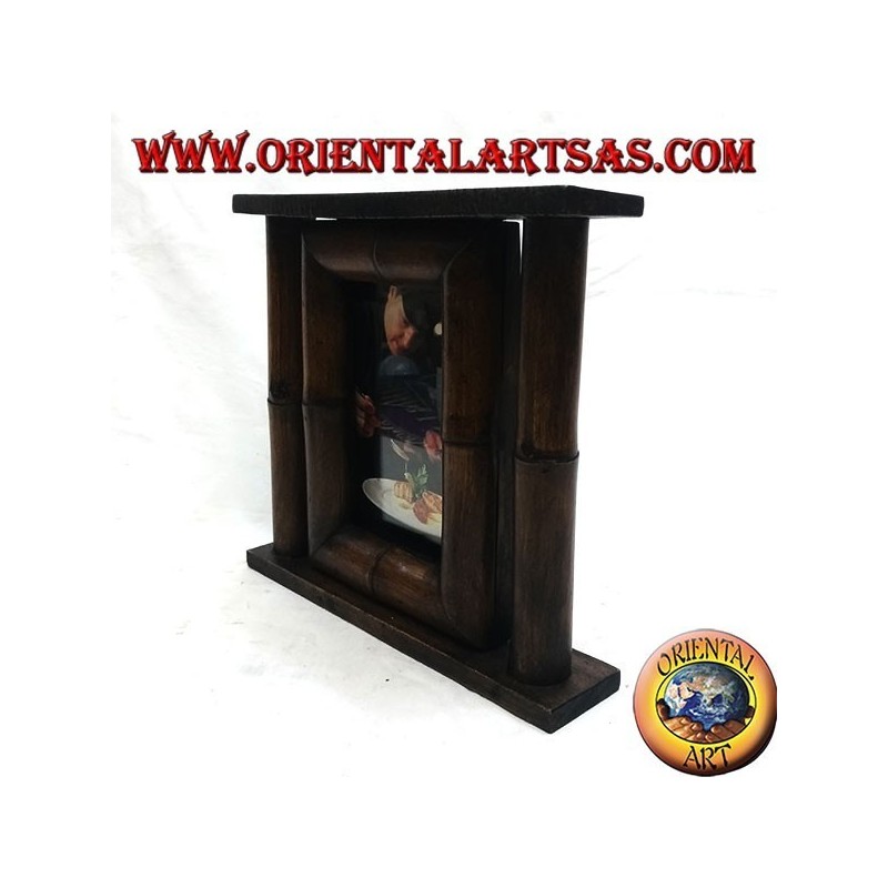 Fotorahmen aus Teak und Bambus mit 25x23 cm Seitenlauf