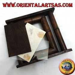 Photo frame in teak and bamboo with 25x23 cm side barrel
