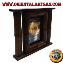 Photo frame in teak and bamboo with side cane of 29x25 cm
