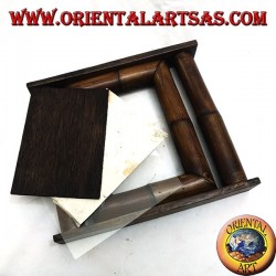 Photo frame in teak and bamboo with side cane of 29x25 cm