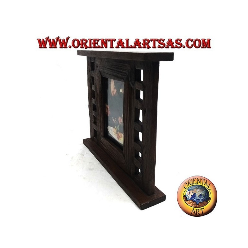 Antique teak wood photo frame with 28x24 cm side squares