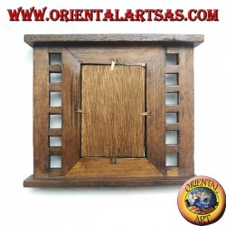 Cadre photo en bois de teck antique avec carrés latéraux de 28x24 cm