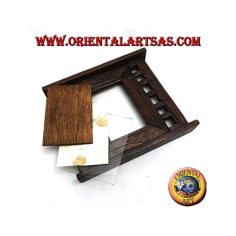 Antique teak wood photo frame with 28x24 cm side squares