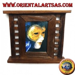 Antiker Fotorahmen aus Teakholz mit Seitenquadraten von 31 x 27 cm