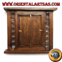 Cadre photo en bois de teck antique avec carrés latéraux de 31x27 cm