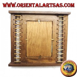 Antique teak wood photo frame with 31x27 cm woven bark on the sides