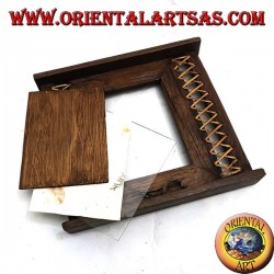 Antique teak wood photo frame with 31x27 cm woven bark on the sides