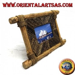 Cadre photo horizontal en bois de café et décorations en bâtonnets d'écorce 19 x 29 cm