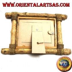 Cadre photo horizontal en bois de café et décorations en bâtonnets d'écorce 19 x 29 cm