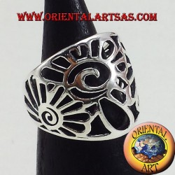 anillo de banda de concha de plata Nautilus