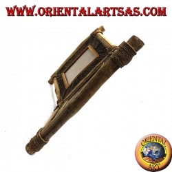 Marco de fotos doble en madera de café y decoraciones en palitos de corteza 33 x 42 cm.