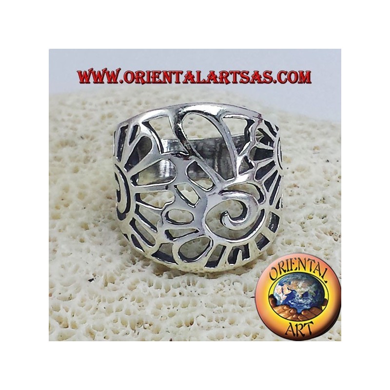 anillo de banda de concha de plata Nautilus