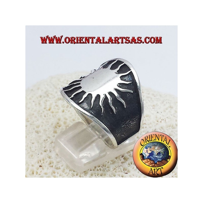 ring large sun silver band