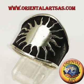 ring large sun silver band