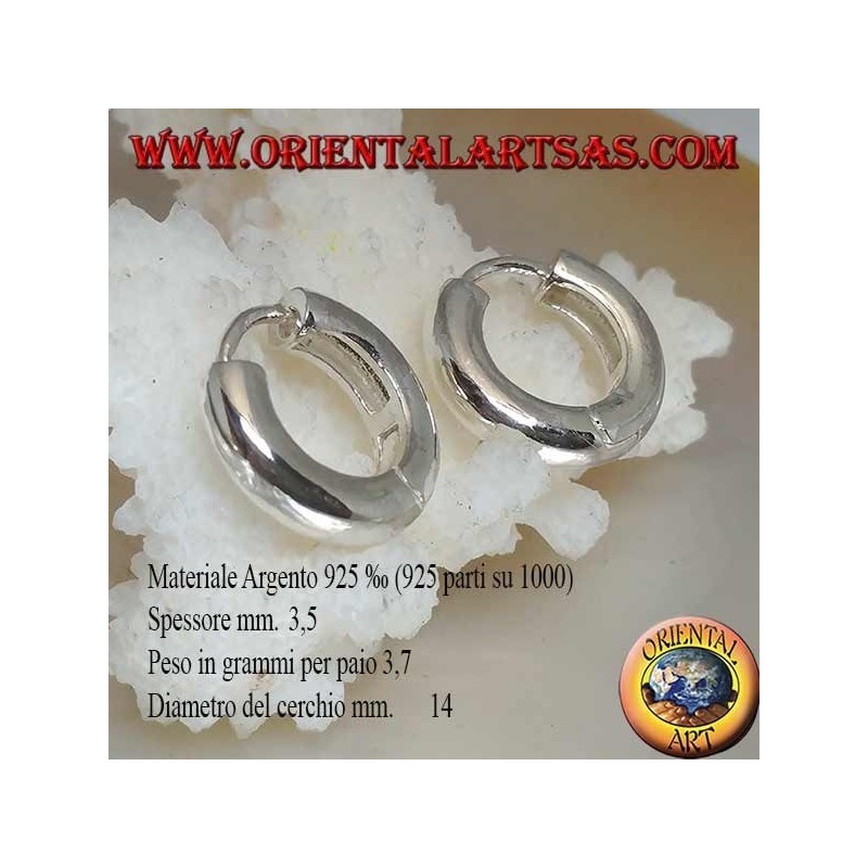 Boucle d'oreille simple en argent et fermeture à pression de 3,5 x 14 mm