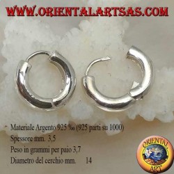 Simple hoop silver earring and 3.5 x 14 mm snap closure