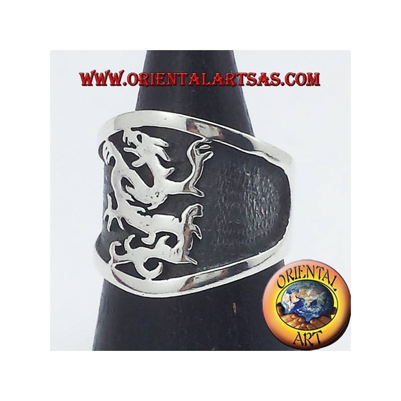 wide band ring silver griffin