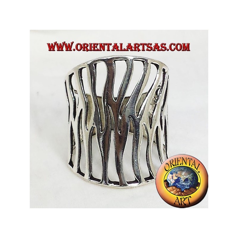 geschnitzt Flamme Silber Bandring