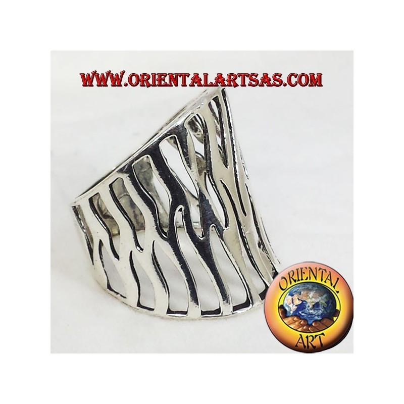 geschnitzt Flamme Silber Bandring