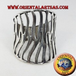 geschnitzt Flamme Silber Bandring