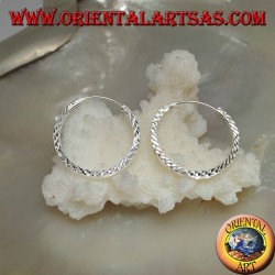 20 mm square section diamond diamond hoop silver earrings