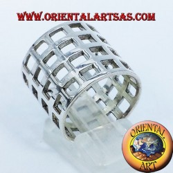 perforated band network checkered silver