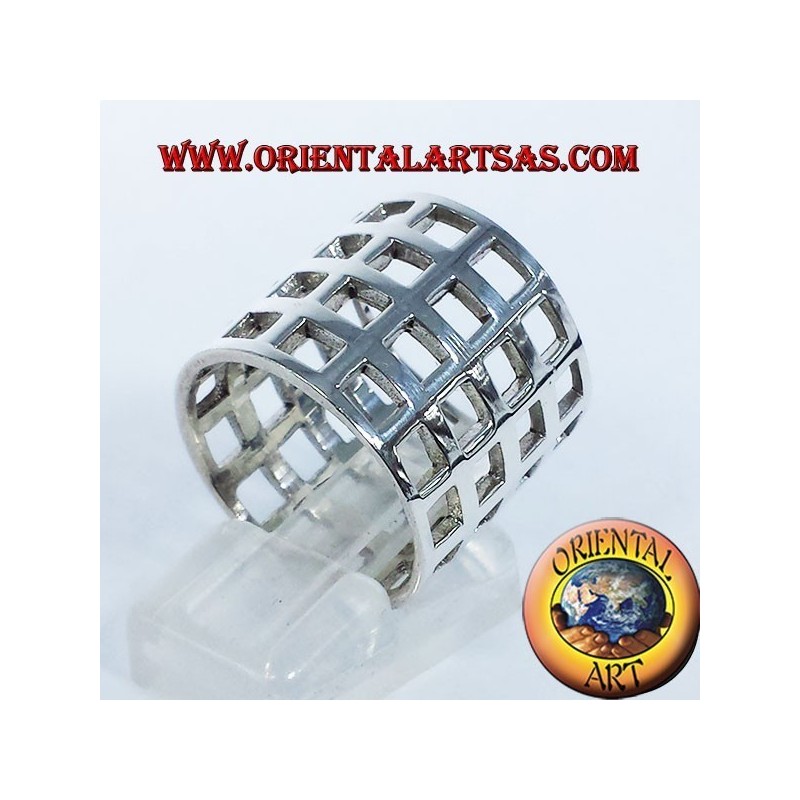 perforated band network checkered silver