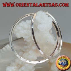 Simple diamond hoop silver earrings 35 x 2 mm