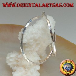 Boucles d'oreilles créoles diamant simple argent 35 x 2 mm