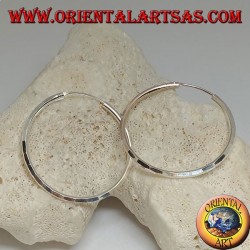 Boucles d'oreilles créoles diamant simple argent 35 x 2 mm