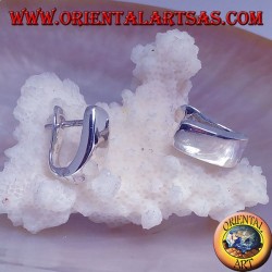 Boucle d'oreille en argent simple et étirée avec fermeture à pression 14 x 12 x 6 mm