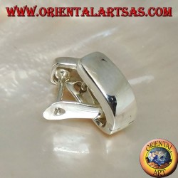 Boucle d'oreille en argent simple et étirée avec fermeture à pression 14 x 12 x 6 mm