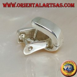 Boucle d'oreille en argent simple et étirée avec fermeture à pression 14 x 12 x 6 mm